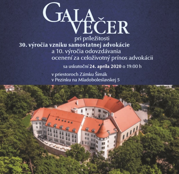 Galavečer Slovenskej advokátskej komory - odklad termínu