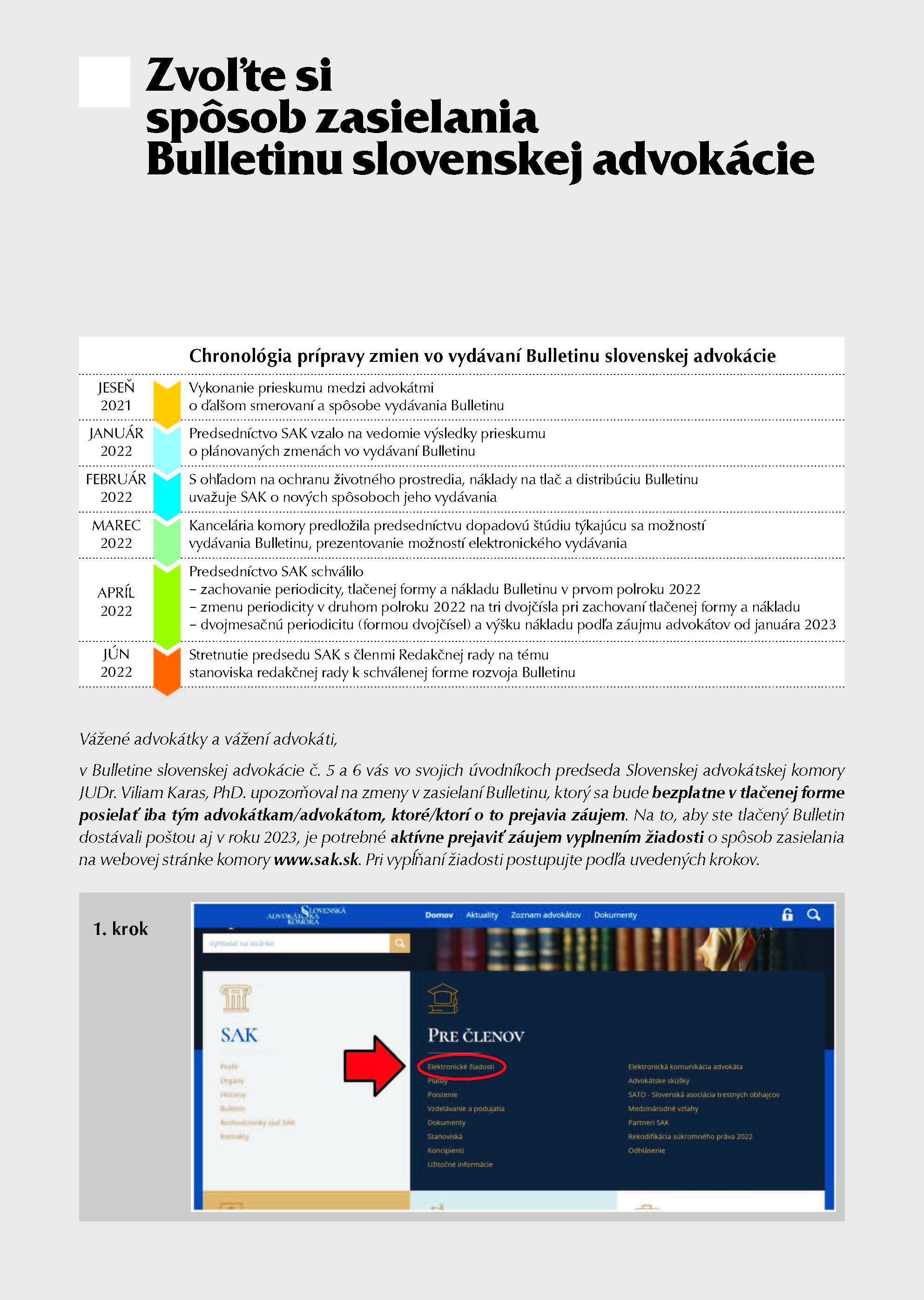 ZVOĽTE SI SPÔSOB ZASIELANIA BULLETINU SLOVENSKEJ ADVOKÁCIE - DO KONCA NOVEMBRA 2022