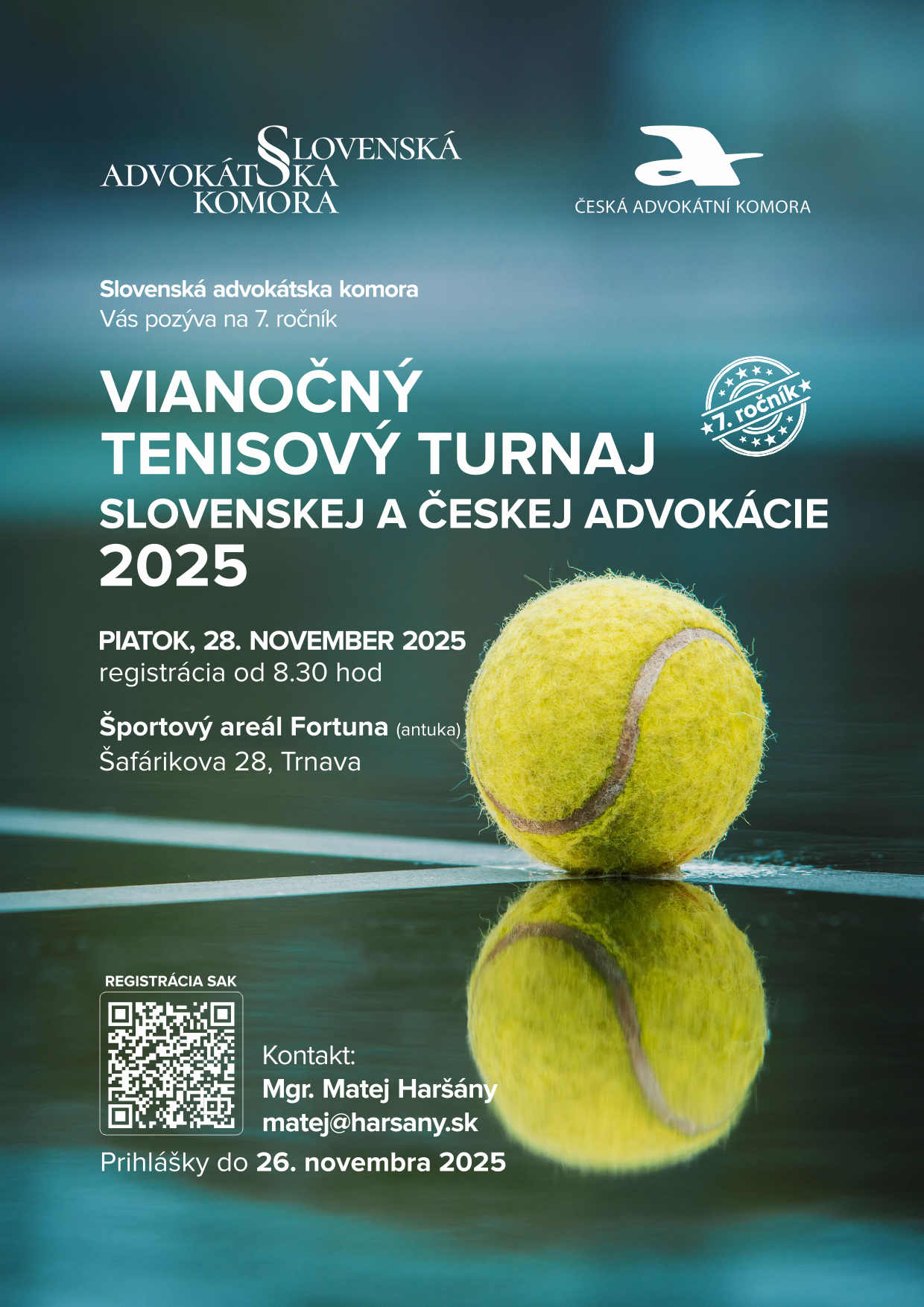 Pozvánka na Vianočný tenisový turnaj slovenskej a českej advokácie 2025 – 7. ročník