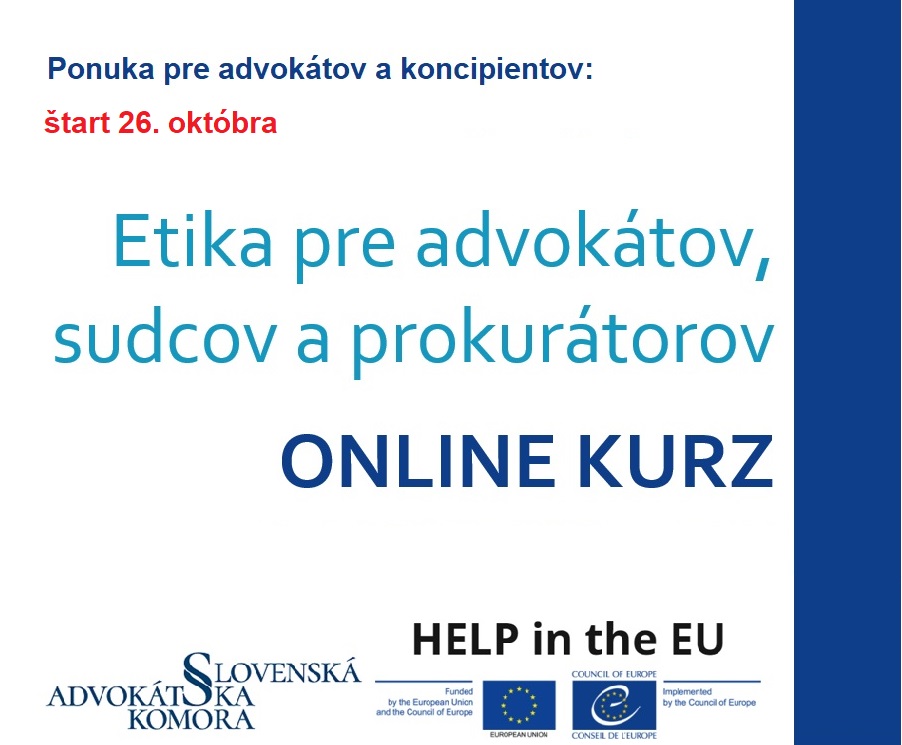 Prihláste sa na HELP online kurz Rady Európy s témou Etika advokátov, sudcov a prokurátorov